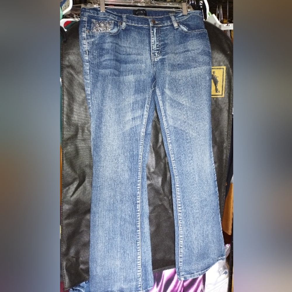 U-51 Authenticate Denim Embellished Rhinestones Blue Jeans